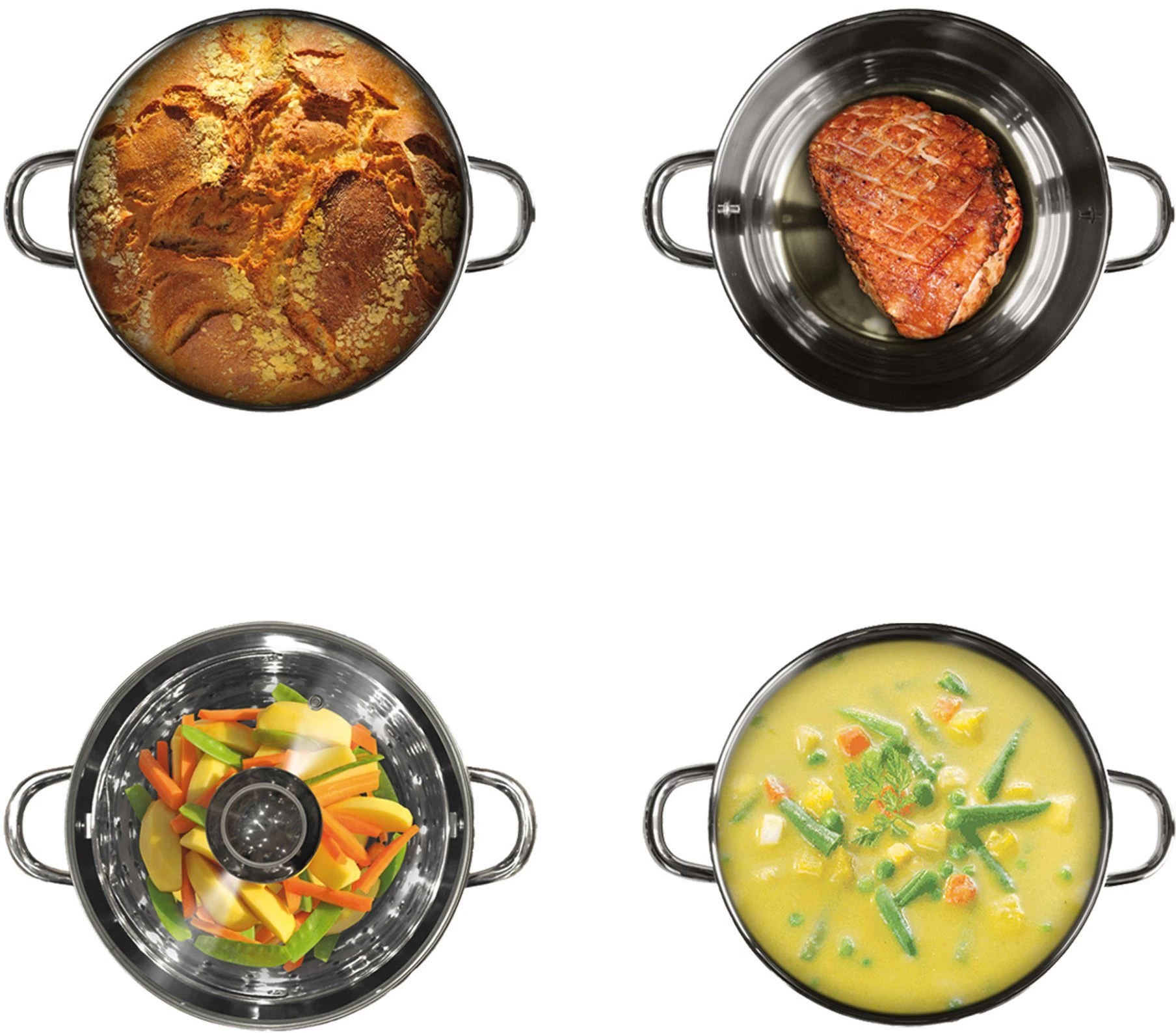 BEYOND Pannenset Voor Het Koken, Braden, Smoren, Bakken, Stoven, Stomen, Blancheren, Inclusief Zeefinzet, Inductie (set, 3-delig) 3 BEYOND Pannenset Voor Het Koken, Braden, Smoren, Bakken, Stoven, Stomen, Blancheren, Inclusief Zeefinzet, Inductie (set, 3-delig) - Afbeelding 3