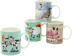 CreaTable Cappuccinokopje Koffiekopje Vintage Nature 4 Kopjes, 4 Schoteltjes (set, 8-delig) -Kookcentrum creatable beker koffiebeker farm animals ideaal als kinderbeker 4 delig set 4 delig multicolor 9