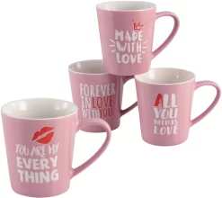 CreaTable Beker Koffiebeker Love Collection Met Liefdesverklaring, 4-delig (set, 4-delig)