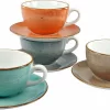 CreaTable Cappuccinokopje Koffiekopje Vintage Nature 4 Kopjes, 4 Schoteltjes (set, 8-delig)