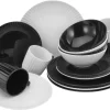 CreaTable Combi-servies Allegra Black & White Actueel Trenddesign In Zwart En Wit (set)