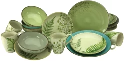 CreaTable Combi-servies Botanica Mix Van Unikleurig Decor In Combinatie Met Bladmotieven (set)