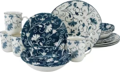 Ritzenhoff & Breker Combi-servies Luis Urban-country-stijl (set) -Kookcentrum creatable combi servies damask uitbundig rankenornament in positief negatief presentatie set blauw 10 scaled