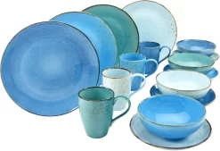 CreaTable Combi-servies NATURE COLLECTION Aqua Trendy Blauwe Tinten (set)