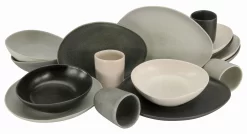 My Home Combi-servies LEONA Met Met De Hand Beschilderde, Brede Goudkleurige Band (set) -Kookcentrum creatable combi servies pietra organisch model in steentinten elk exemplaar is uniek set multicolor scaled