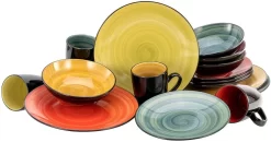 Picard & Wielpütz Solingen Bestekset Tool Chroom-nikkelstaal 18/10, Voor 6 Personen (set, 24-delig) -Kookcentrum creatable combi servies samoa met de hand geschilderde spiraaldecoratie set multicolor 1