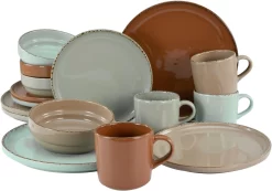My Home Combi-servies LEONA Met Met De Hand Beschilderde, Brede Goudkleurige Band (set) -Kookcentrum creatable combi servies terra collection 4 trendy naturelkleuren glanzende glazuur set multicolor scaled
