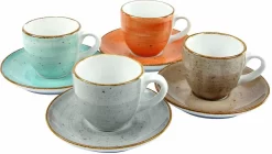 Goebel Beker Sole Spendente -Kookcentrum creatable espressokopje koffiekopje vintage nature 4 kopjes 4 schoteltjes set 8 delig multicolor