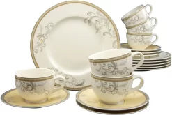 Lambert Onderborden Gobi Aluminium, ø 42 Cm, Vernikkeld, Elk Exemplaar Is Uniek (1-delig) -Kookcentrum creatable koffieservies villa medici porselein set wit 4