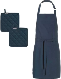 WACA Mengkom 3750 Ml -Kookcentrum ddddd kookschort kit met 2 pannenlappen set 3 delig blauw 1