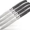 GEFU Steakbestek Basco Messenstaal, 4-delig, In Chique Grenenhouten Box (set, 4-delig)