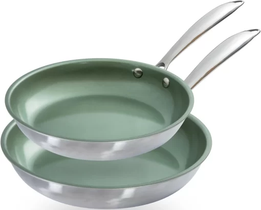 JUST VEGAN Pannenset CeraVegan Plantaardige Keramische Coating, Inductie, 24x28 Cm (set, 2-delig) -Kookcentrum just vegan pannenset ceravegan plantaardige keramische coating inductie 24x28 cm set 2 delig zilver 1