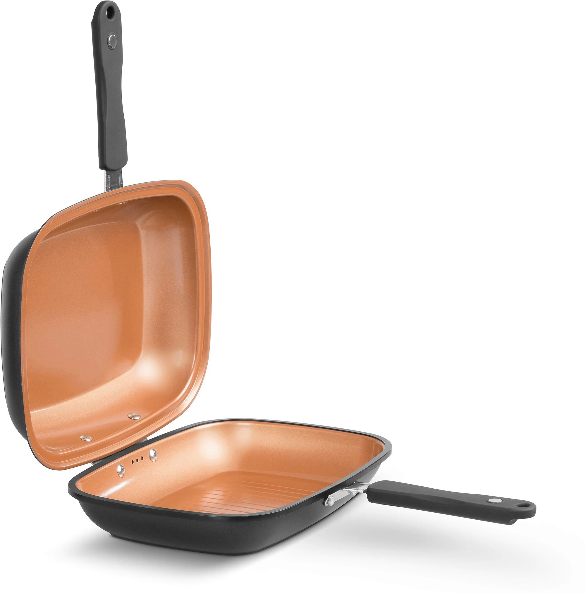 LIVINGTON Koekenpan Black Doubletta Deluxe 2-in-1 Keerbare Pan Met Frituurmandinzet En Glazen Deksel, Inductie (1-delig) 3 LIVINGTON Koekenpan Black Doubletta Deluxe 2-in-1 Keerbare Pan Met Frituurmandinzet En Glazen Deksel, Inductie (1-delig) - Afbeelding 3