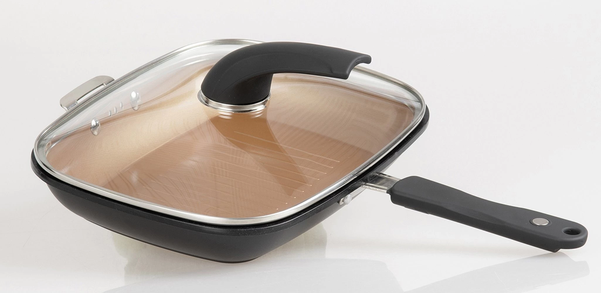 LIVINGTON Koekenpan Black Doubletta Deluxe 2-in-1 Keerbare Pan Met Frituurmandinzet En Glazen Deksel, Inductie (1-delig) 8 LIVINGTON Koekenpan Black Doubletta Deluxe 2-in-1 Keerbare Pan Met Frituurmandinzet En Glazen Deksel, Inductie (1-delig) - Afbeelding 8