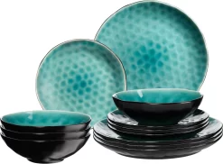 My Home Combi-servies Mateo Decor Met Expressieve Glazuur, Vintage-stijl, Geschikt Voor De Vaatwasser (set)