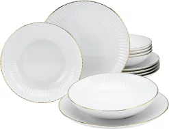 Picard & Wielpütz Solingen Bestekset Lugano Chroom-nikkelstaal 18/10, Gepolijst (set, 30-delig) -Kookcentrum my home eetservies leona met met de hand beschilderde brede goudkleurige band set wit 1 scaled