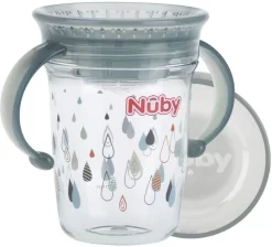 Nuby Kinderbeker 360° Trinklerntasse 240ml, Grau