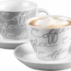 Ritzenhoff & Breker Cappuccinokopje Cornello Grey 2 Kopjes, 2 Schoteltjes (set, 4-delig)