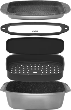 STONELINE Braadpan Stoneline (multifunctionele Braadpan- En Bakset), Met Stoneline®-antiaanbaklaag, Inductie (5-delig)