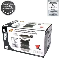 STONELINE Braadpan Stoneline (multifunctionele Braadpan- En Bakset), Met Stoneline®-antiaanbaklaag, Inductie (5-delig) -Kookcentrum stoneline braadpan stoneline multifunctionele braadpan en bakset met stoneline antiaanbaklaag inductie 5 delig grijs 7