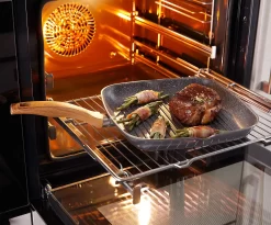 STONELINE Grillpan Back To Nature Ø 28 Cm, 2 Schenktuiten, Inductie -Kookcentrum stoneline grillpan back to nature 28 cm 2 schenktuiten inductie grijs 11