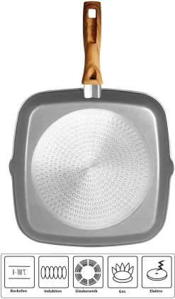 STONELINE Grillpan Back To Nature Ø 28 Cm, 2 Schenktuiten, Inductie -Kookcentrum stoneline grillpan back to nature 28 cm 2 schenktuiten inductie grijs 6