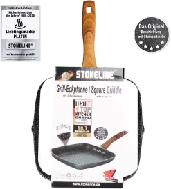 STONELINE Grillpan Back To Nature Ø 28 Cm, 2 Schenktuiten, Inductie -Kookcentrum stoneline grillpan back to nature 28 cm 2 schenktuiten inductie grijs 9