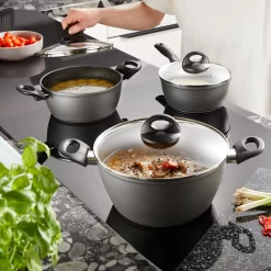 STONELINE Pannenset Ceramic Inductie (set, 6-delig) -Kookcentrum stoneline pannenset ceramic inductie set 6 delig grijs 10