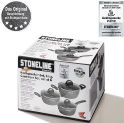 STONELINE Pannenset Ceramic Inductie (set, 6-delig) -Kookcentrum stoneline pannenset ceramic inductie set 6 delig grijs 8
