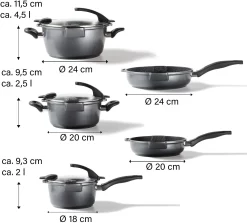 STONELINE Pannenset Future Inductie (set, 8-delig) -Kookcentrum stoneline pannenset future inductie set 8 delig zwart 13
