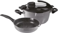 Elo Pannenset Edition Inductie (set, 3-delig) 18 Elo Pannenset Edition Inductie (set, 3-delig) -Kookcentrum stoneline pannenset smell well inductie inclusief glazen deksel met geurfilter of aromafunctie set 4 delig grijs 7