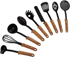 STONELINE Set Keukengerei Back To Nature Kunststof, Stijlvolle Hout-look, Hittebestendig Tot 180 °C, Geschikt Voor De Vaatwasser (set, 9-delig)
