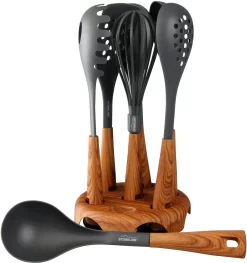 GEFU Schijfjessnijder Rapido Met Speciale Messen -Kookcentrum stoneline set keukengerei met draaibare standaard set 8 delig beige 1