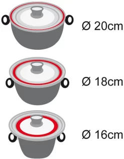 STONELINE Universele Deksel Met Siliconerand, Voor 16/18/20 Cm -Kookcentrum stoneline universele deksel met siliconerand voor 16 18 20 cm grijs 7