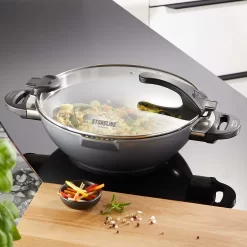 STONELINE Wok Ø 32 Cm, Afneembare Grepen, Inductie -Kookcentrum stoneline wok 32 cm afneembare grepen inductie grijs 7
