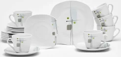 CreaTable Combi-servies Bamboo Garden Handgeschilderde Spiralen In Lichte Houttint (set) -Kookcentrum van well koffieservies lido set 18 delig 7 scaled