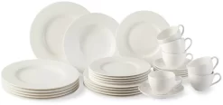 My Home Combi-servies LEONA Met Met De Hand Beschilderde, Brede Goudkleurige Band (set) -Kookcentrum vivo villeroy boch group combi servies basic white ideaal te combineren set wit 2